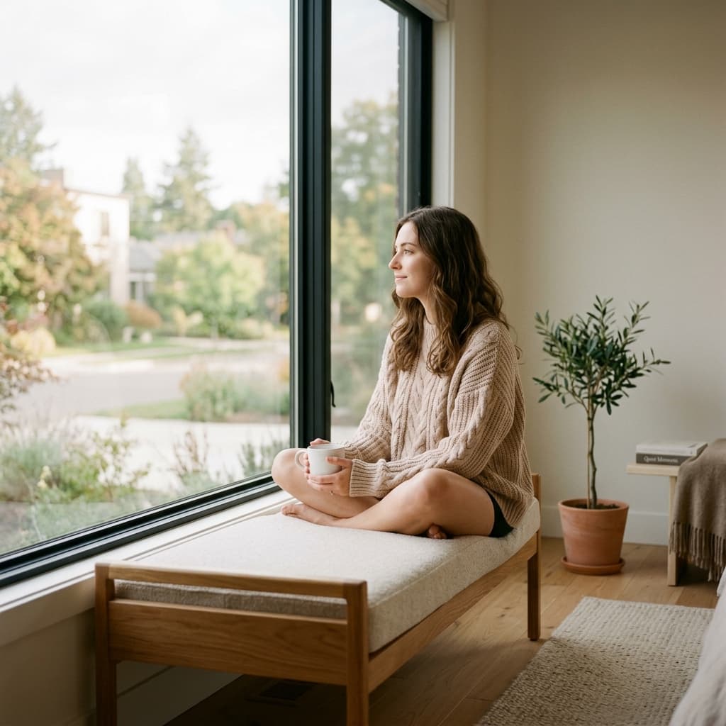 Thoughtful calm moment - overcoming anxiety & stress